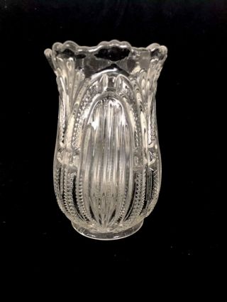 Antique Eapg Glass Bryce Higbee Celery Vase Elipse Admiral Late 19th Century