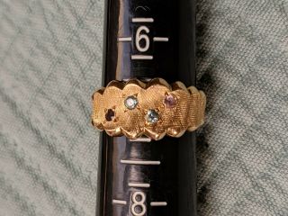 Antique 14 K Gold W Semi Precious Stones Ring Sz 7 Band Jewelry.  5.  9 Grams
