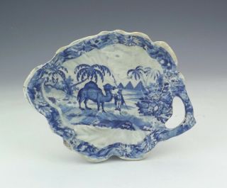 Antique Pearlware - Egyptian Scene Blue & White Transferware Pickle Dish