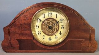 Vintage Mantel Clock In Inlayed Case