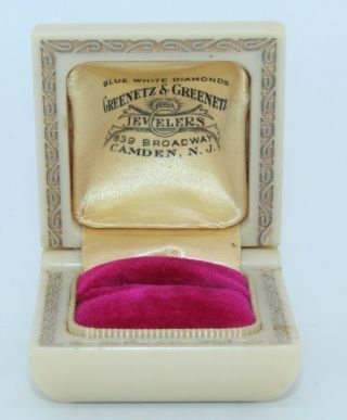 Greenetz Jewelers Antique Art Deco Celluloid Ring Presentation Box Camden Nj