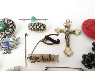 Antique & Old Vintage Jewellery Necklaces Brooches Pins Earrings Bundle Joblot 4