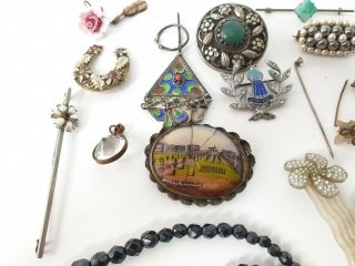 Antique & Old Vintage Jewellery Necklaces Brooches Pins Earrings Bundle Joblot 6