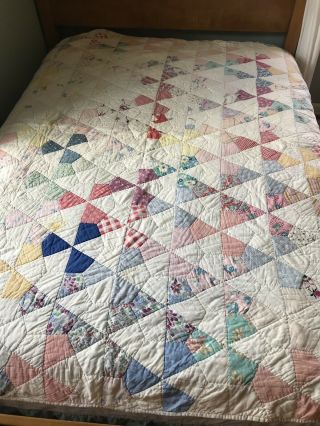 Antique Vintage Quilt Pieced Cotton 1920’s 30’s All Hand Sewn & Quilted Cutter