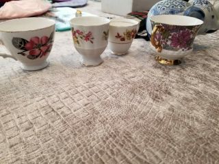 5 Vintage China Tea Cups And A Ceramic Elephant Bank