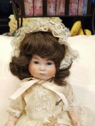 Ooak Victorian Style Doll Porcelain 10 " Art Doll With Stand Wig Vintage Lace
