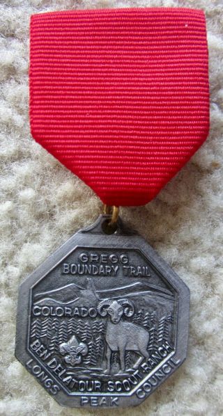 Gregg Boundary Trail Medal Boy Scout Oa Vtg Pin Badge Longs Peak Colorado
