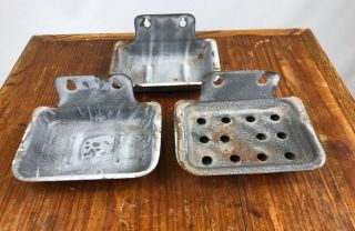 3 Antique Enamelware Metal Soap Holders