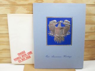 Vtg American Heritage Color Foil Craft Etch Art Print Set J.  R.  Rosen Usa History
