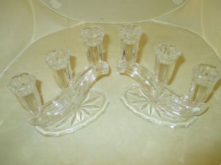 Vintage Antique Art Deco Crystal Glass Triple Candelabra Candle Holder Unique