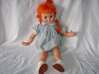 Vintage 20 Inch Doll Vinyl Hard Plastic Eegee Reddish Red Braided Hair Freckles