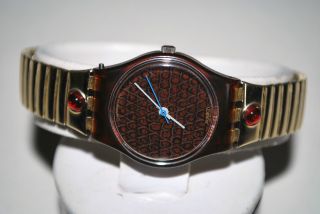 1987 Vintage Swatch Watch Lf101 Spiga Swiss Ladies Quartz Plastic Originals