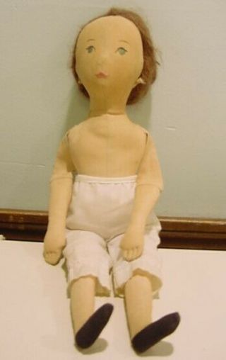 Vintage Antique Handmade Rag Doll.  Embroided Face