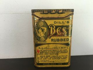 Vintage Dills Best Pocket Tobacco Tin - Antique - Pipe - Cigarette - Advertising