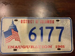 Distric Of Columbia 1961 Vintage Antique License Plate Inauguration Washington