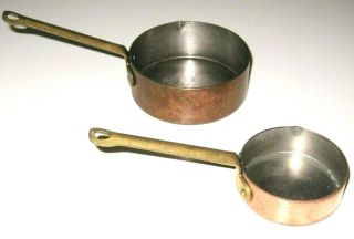 Vintage 1/4 & 3/4 Measuring Cups Small Round Solid Copper Frying Pans Skillets
