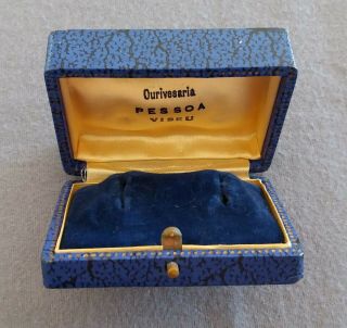 Antique Blue & Gold Jewellery Earrings Box / Antique Jewellery Case