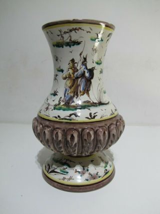 Antique Italian Faience Vase Maiolica Majolica Vintage Pottery Ceramic Savona