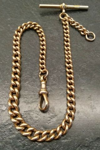 Antique Rolled Gold Graduated Albert Pocket Watch Chain By T,  H.