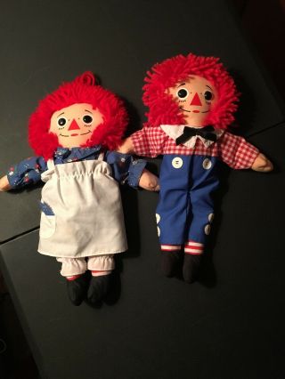 Vintage Raggedy Ann And Andy 13” Dolls 1987 Playskool
