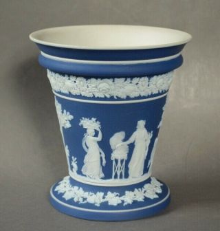 Antique Early Wedgwood Blue Jasperware 5 " Cylindrical Vase