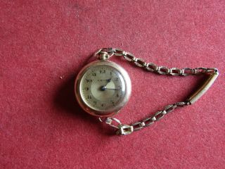 Antique Chum 15 Jewels Gold Plated Pocket Watch Made In Swiss