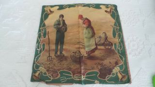 Antique Litho Print Pillow Cover,  The Angelus,  Giving Thanks For Harvest,  Farmers
