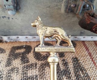 Vintage Brass Roasting Fork Alsatian Shepherd German Wolf Dog Toasting Ooak Htf