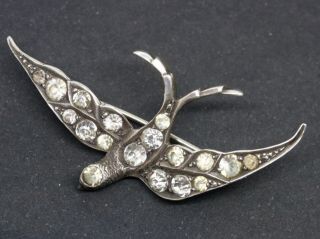 Antique Art Nouveau Edwardian Brooch Pin Paste Swallow Swift Bird 1904 Hallmark