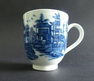 Antique Bandstand Blue And White Porcelain Cup Caughley Worcester Int.  - Perfect