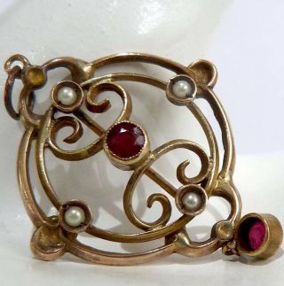 Antique Art Nouveau 9ct Rose Rolled Gold Seed Pearl Lavalier Pendant Scrap Wear