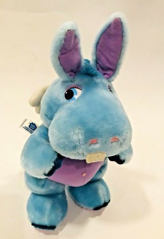 Vintage Wuzzles Hoppopotamus 1984 Hasbro Blue Plush Hippo Bunny 14 Inch