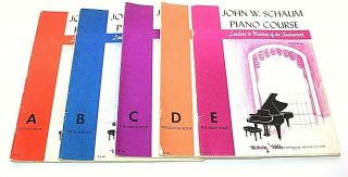 Set Of 5 Vintage Antique John W Schaum Piano Course Books A - E Sheet Music 1945