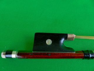 Antique Wood Violin Bow Ebony Frog Abalone Inlay F.  N.  Voirin Paris 4/4 29 In 58g