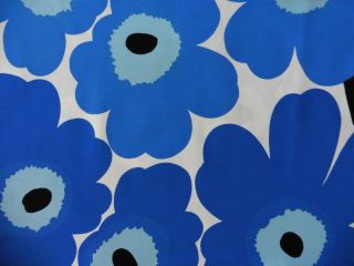 Vintage Marimekko Cotton Valance With Blue Unikko Print By Maija Isola Design