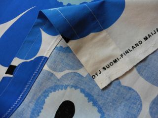 Vintage Marimekko Cotton Valance With Blue UNIKKO Print By Maija Isola Design 7