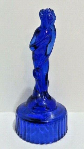 Antique Cobalt Blue Cambridge Art Glass Bashful Charlotte Venus Rising Nude Mark