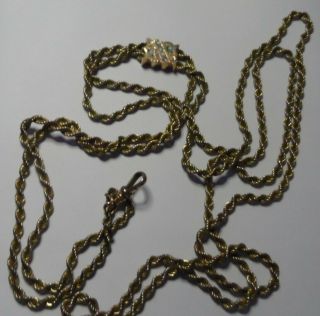 Antique F.  L.  S.  & Co Ladies Watch Chain W/6 Opals In Slide 45 "