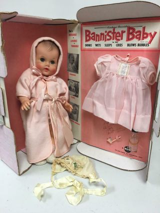 Vintage 17 " Sun Rubber Constance Bannister " Bannister Baby " Doll Set