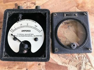 VINTAGE WESTINGHOUSE AMPERES Meter PH Antique 0 - 3 Amps Gauge Wooden Box Display 2