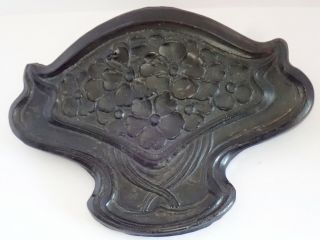 Antique Art Nouveau Hand Carved Faux Tortoiseshell Flower Brooch