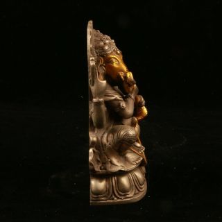 Chinese Copper Figure Statue Carved Elephant trunk God Statues KZ032 - a 4