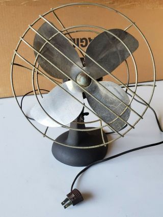 Vintage Kwik Kool Antique Fan Oscillating Cast Base Patina