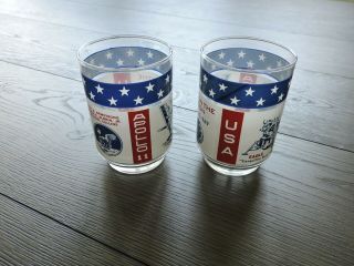 A Set Of 2,  Apollo 11 " Man On The Moon " July 20,  1969 Commemorative Glasses.
