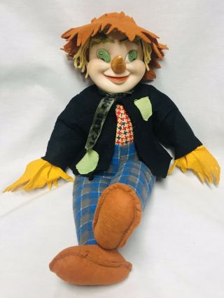 Scarecrow Rushton Star Creation Vintage Rubber Face Doll Stuffed