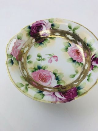 Antique Nippon Hand Painted Bowl Roses & Gold Trim