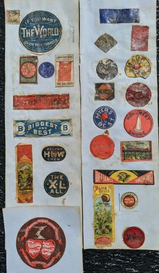 Early Antique Tobacco Tags / Labels / 1880 