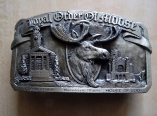 1983 Loyal Order Of Moose Belt Buckle Campanile House Of God Mooseheart