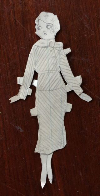 1930s Handmade Paper Doll w 4 Outfits Toots/Bootkins?? 5 1/3 