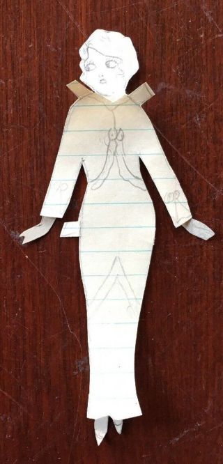 1930s Handmade Paper Doll w 4 Outfits Toots/Bootkins?? 5 1/3 